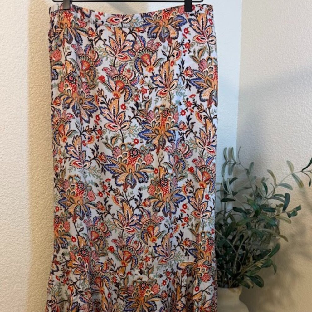 Floral Ruffle Hem Midi Skirt – Tahari, Size Large